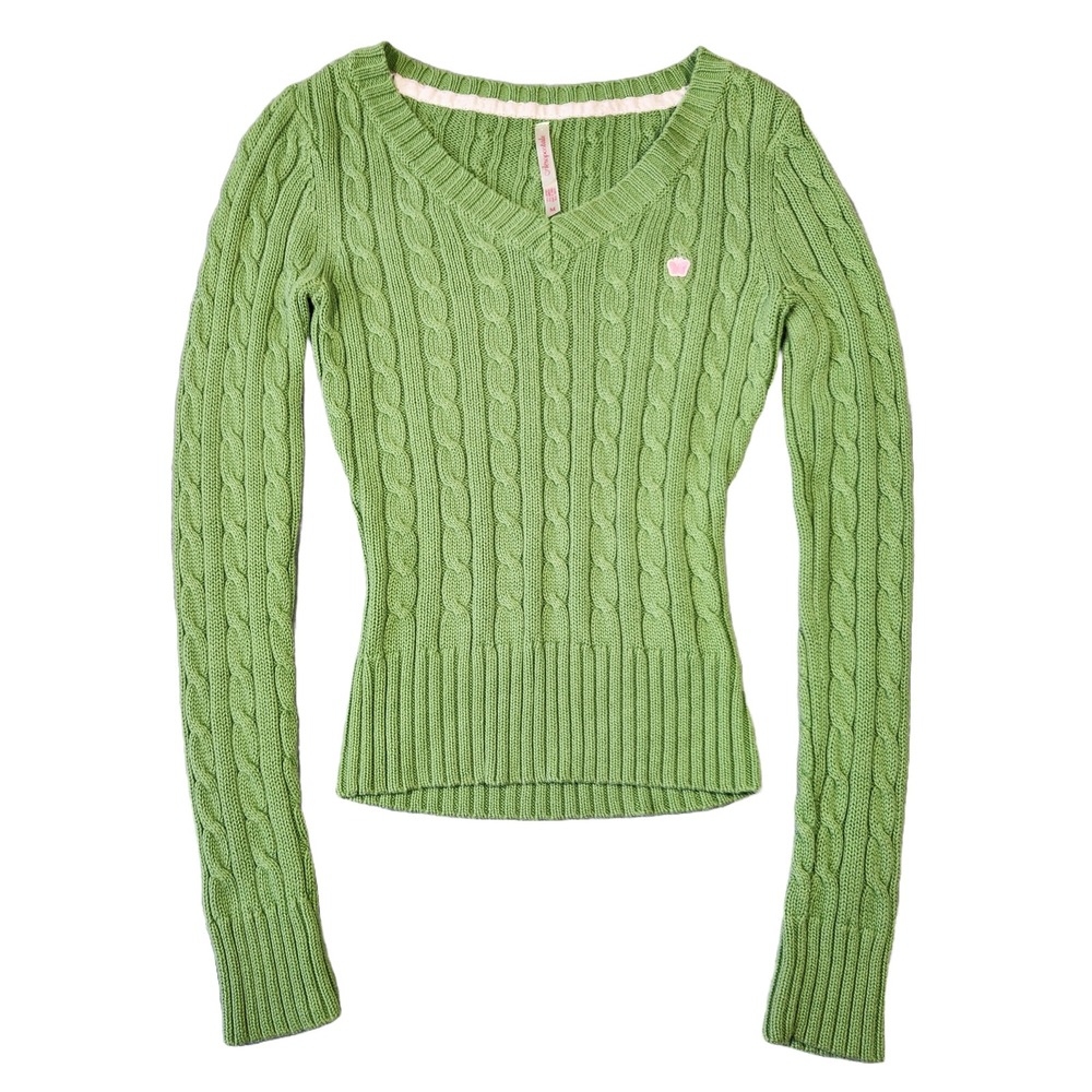 Y2k Aeropostale Cable Knit Sweater Women M 2000s Preppy Bratz Embroidered Casual
